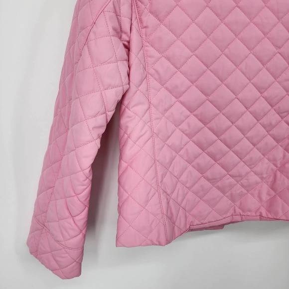 Jones New York Quilted Jacket SP Diamond Barbiecore Lightweight Button Pink Gold - Picture 9 of 12